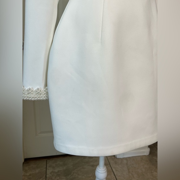 NADINE MERABI White Long Sleeve Dress Sz 6 - Picture 11 of 14